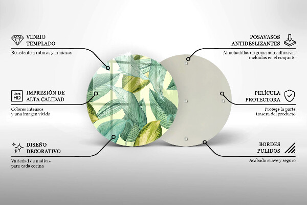 Skleněné krájecí prkénko Zelené tropické listy