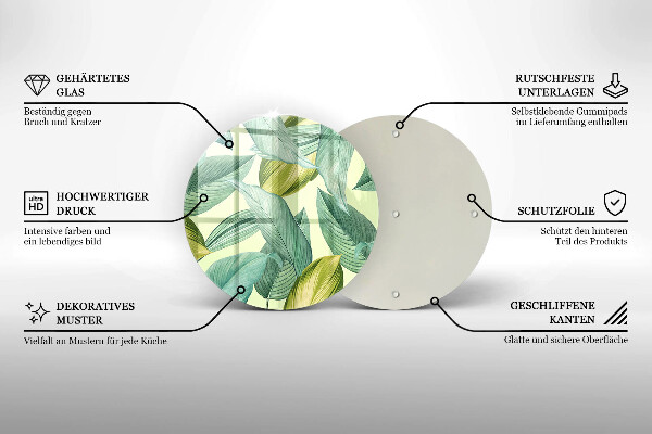 Skleněné krájecí prkénko Zelené tropické listy