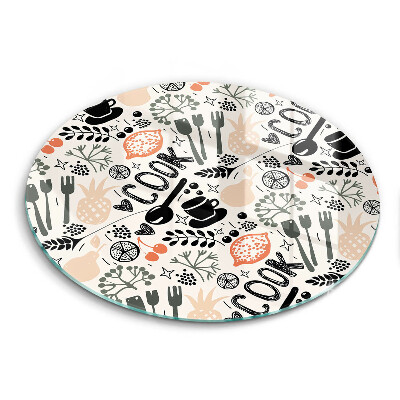 Skleněná deska do kuchyně Kreslený motiv kuchyně