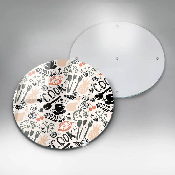 Skleněná deska do kuchyně Kreslený motiv kuchyně