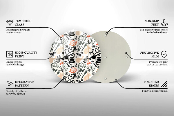 Skleněná deska do kuchyně Kreslený motiv kuchyně