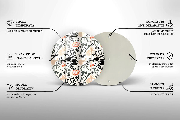 Skleněná deska do kuchyně Kreslený motiv kuchyně