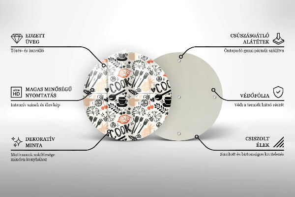 Skleněná deska do kuchyně Kreslený motiv kuchyně