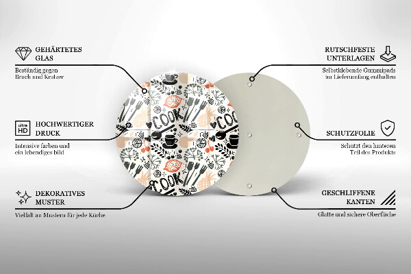 Skleněná deska do kuchyně Kreslený motiv kuchyně