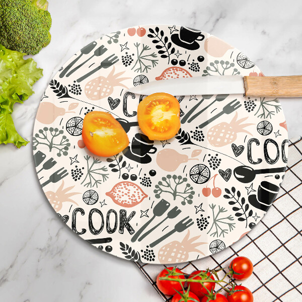 Skleněná deska do kuchyně Kreslený motiv kuchyně