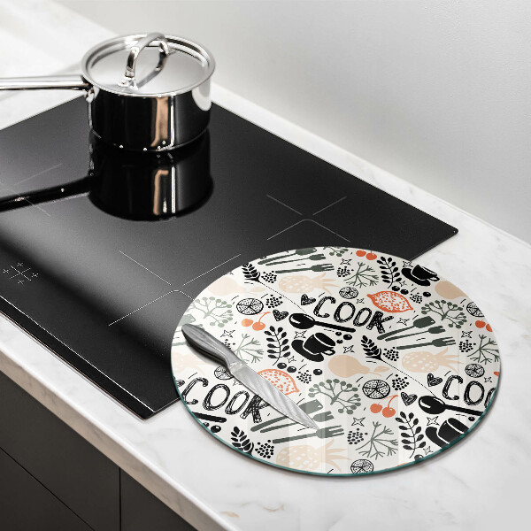 Skleněná deska do kuchyně Kreslený motiv kuchyně