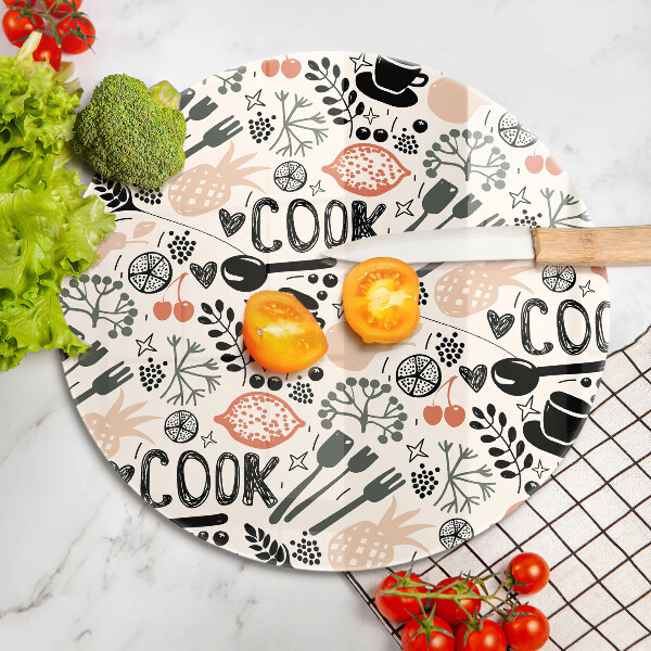 Skleněná deska do kuchyně Kreslený motiv kuchyně