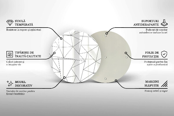 Skleněná krájecí deska Bílé trojúhelníky