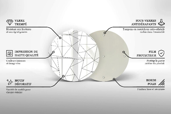 Skleněná krájecí deska Bílé trojúhelníky