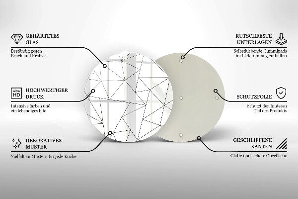 Skleněná krájecí deska Bílé trojúhelníky