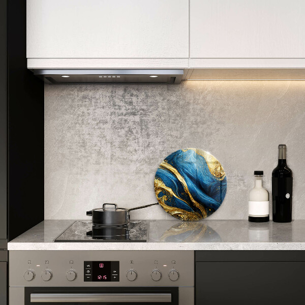 Skleněná krájecí deska Modrý a zlatý mramor