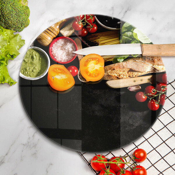 Skleněná krájecí deska Italské přísady a koření