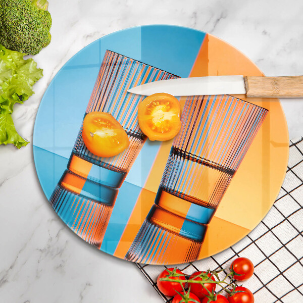 Skleněná krájecí deska Dvě sklenice vody