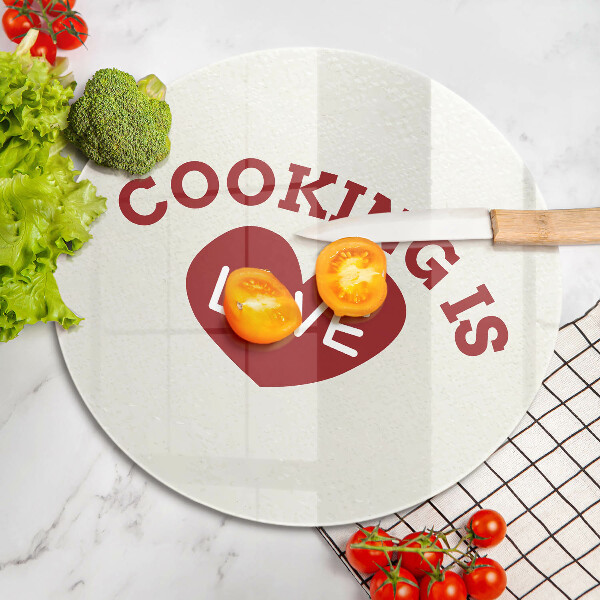 Skleněná krájecí deska Cooking is love