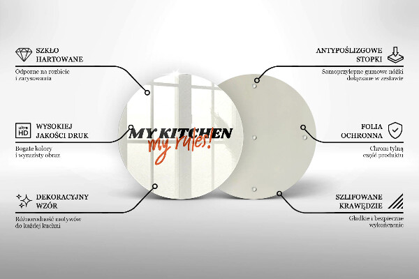 Skleněná krájecí deska My kitchen my rules