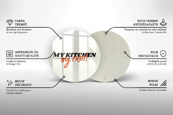 Skleněná krájecí deska My kitchen my rules