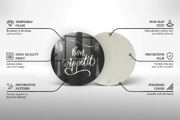 Skleněná krájecí deska Bon appetit nápis