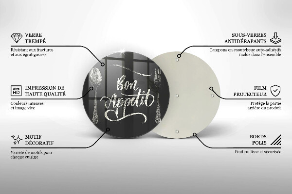 Skleněná krájecí deska Bon appetit nápis