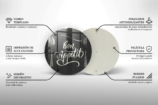 Skleněná krájecí deska Bon appetit nápis