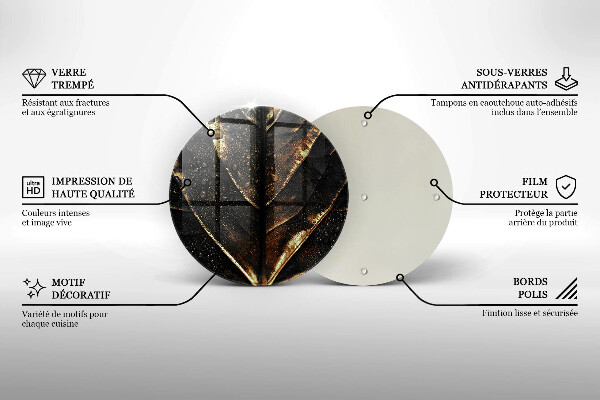 Skleněná krájecí deska Zlatý list