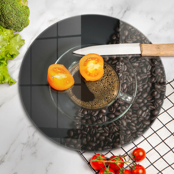 Krájecí prkénko skleněné Káva a fazole