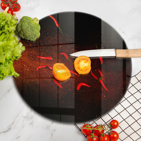 Skleněné krájecí prkénko Pálivé chilli papričky