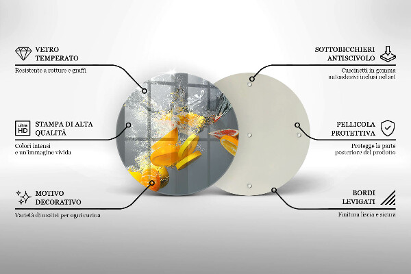 Skleněné krájecí prkénko Citrony ve vodě