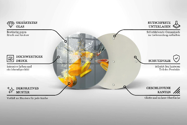 Skleněné krájecí prkénko Citrony ve vodě