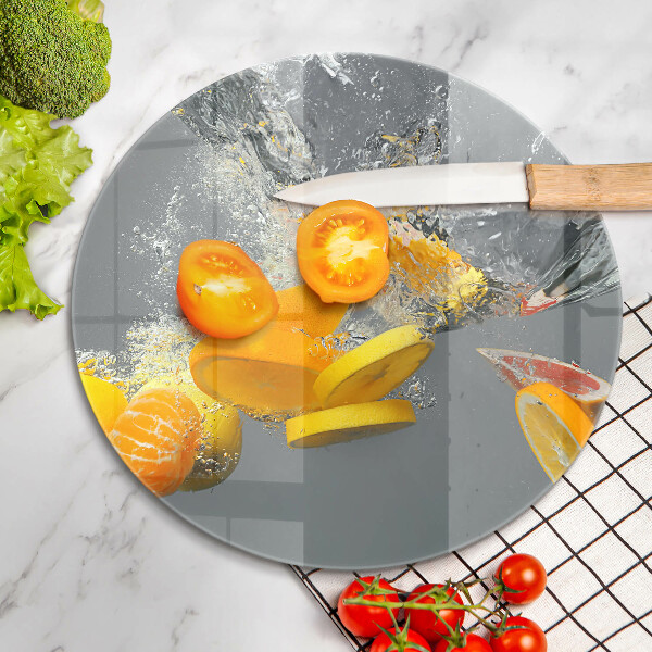 Skleněné krájecí prkénko Citrony ve vodě