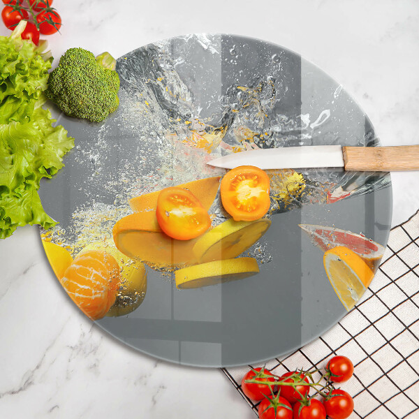 Skleněné krájecí prkénko Citrony ve vodě