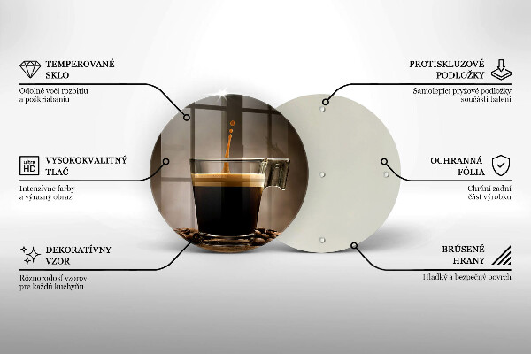 Skleněné krájecí prkénko Sklo a kávová zrna