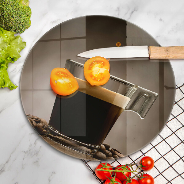 Skleněné krájecí prkénko Sklo a kávová zrna