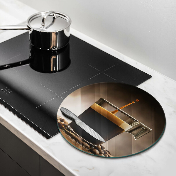 Skleněné krájecí prkénko Sklo a kávová zrna