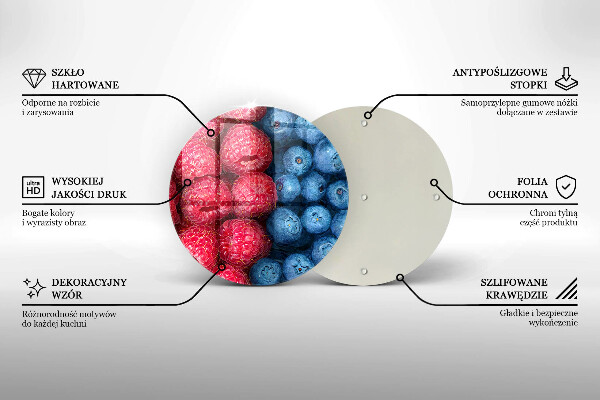 Skleněné krájecí prkénko Plody maliny a borůvky