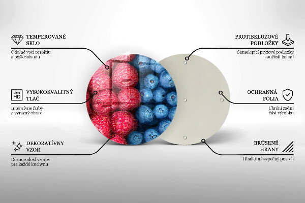 Skleněné krájecí prkénko Plody maliny a borůvky