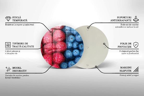 Skleněné krájecí prkénko Plody maliny a borůvky