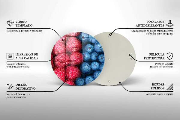 Skleněné krájecí prkénko Plody maliny a borůvky