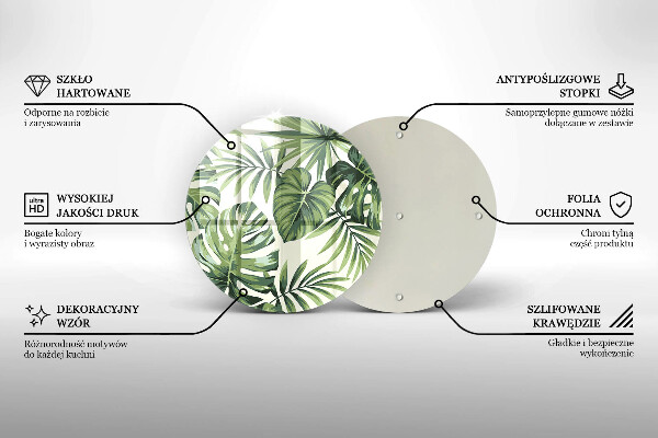 Skleněná deska do kuchyně Ilustrace monstera listy