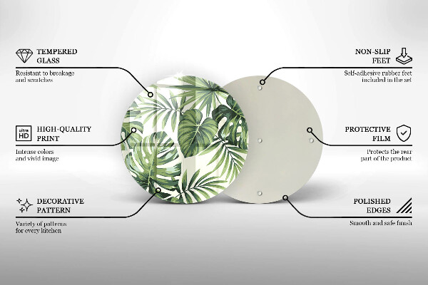 Skleněná deska do kuchyně Ilustrace monstera listy