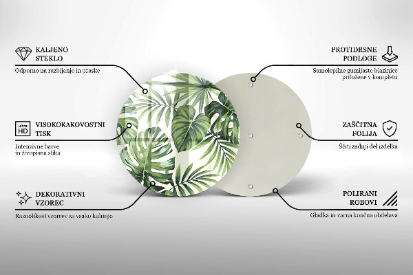 Skleněná deska do kuchyně Ilustrace monstera listy