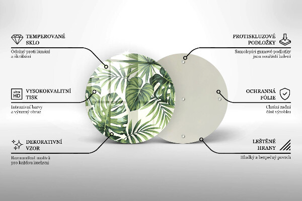 Skleněná deska do kuchyně Ilustrace monstera listy