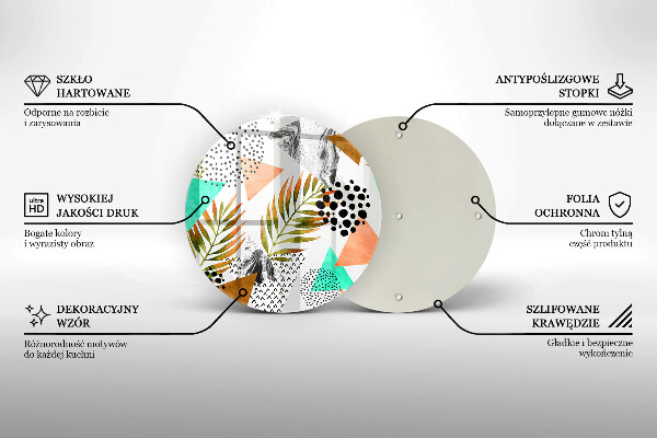 Skleněná deska do kuchyně Boho listy vzor