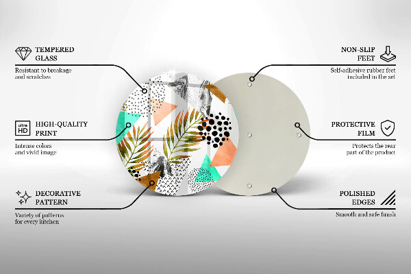 Skleněná deska do kuchyně Boho listy vzor