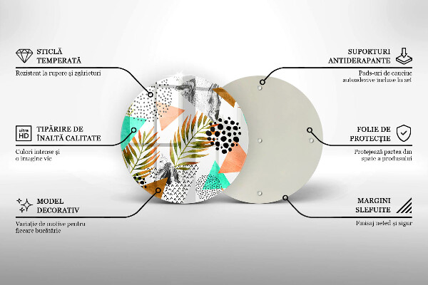 Skleněná deska do kuchyně Boho listy vzor