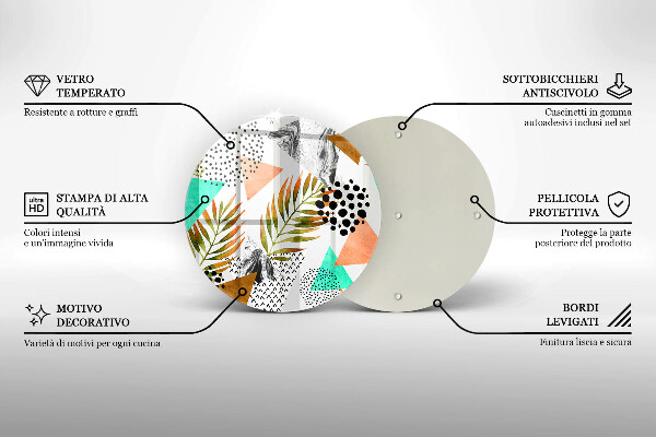 Skleněná deska do kuchyně Boho listy vzor