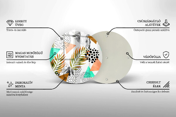 Skleněná deska do kuchyně Boho listy vzor