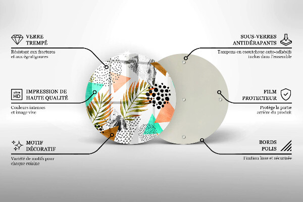 Skleněná deska do kuchyně Boho listy vzor