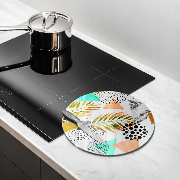 Skleněná deska do kuchyně Boho listy vzor