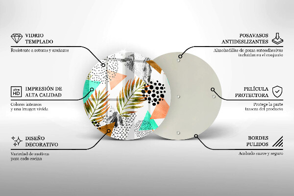 Skleněná deska do kuchyně Boho listy vzor