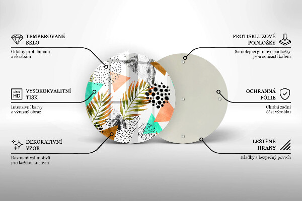 Skleněná deska do kuchyně Boho listy vzor